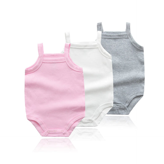 3PCS/Lot Newborn Baby Girls Clothes Boy Rompers Vest Jumpsuit Bodysuits 0-48M Summer Pure Cotton Solid Color