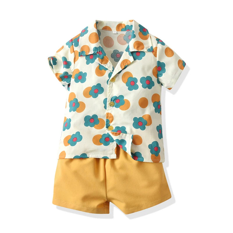 Summer Fashion New Kids Boys and Girls Matching Outfits Hawaiian Print Style Toddler Boy Casual Outfit