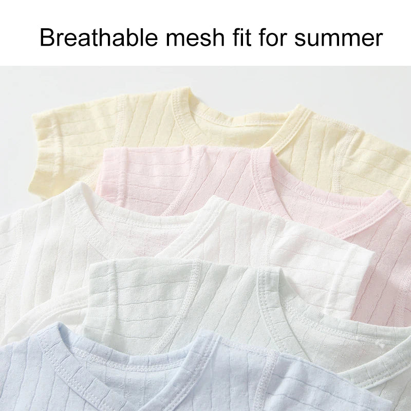 2Pcs Summer Newborn Baby Girls Romper Pure Color Cotton Short Sleeved Bodysuit Infants Breathable Soft Bebe Jumpsuit
