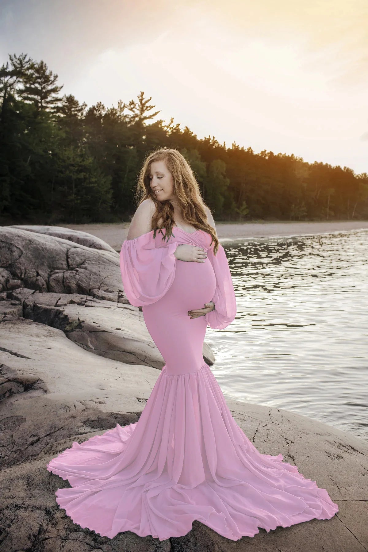 Maternity Dress for Photo Shoot Sexy Women Off Shoulder