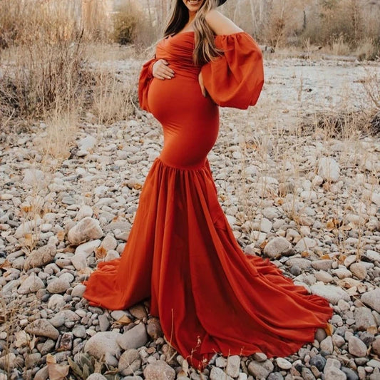 Maternity Dress for Photo Shoot Sexy Women Off Shoulder
